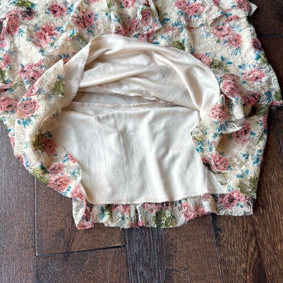 Vintage DEB strapless mini dress size medium tiered lace floral Y2K 90’s western - Picture 10 of 10